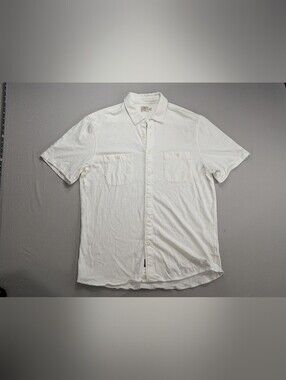 Faherty Knit Seasons Shirt Mens XL White Sunwashed Short Sleeve Organic Cotton